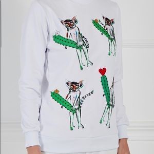 RARE embroidered lemur cactus sweatshirt